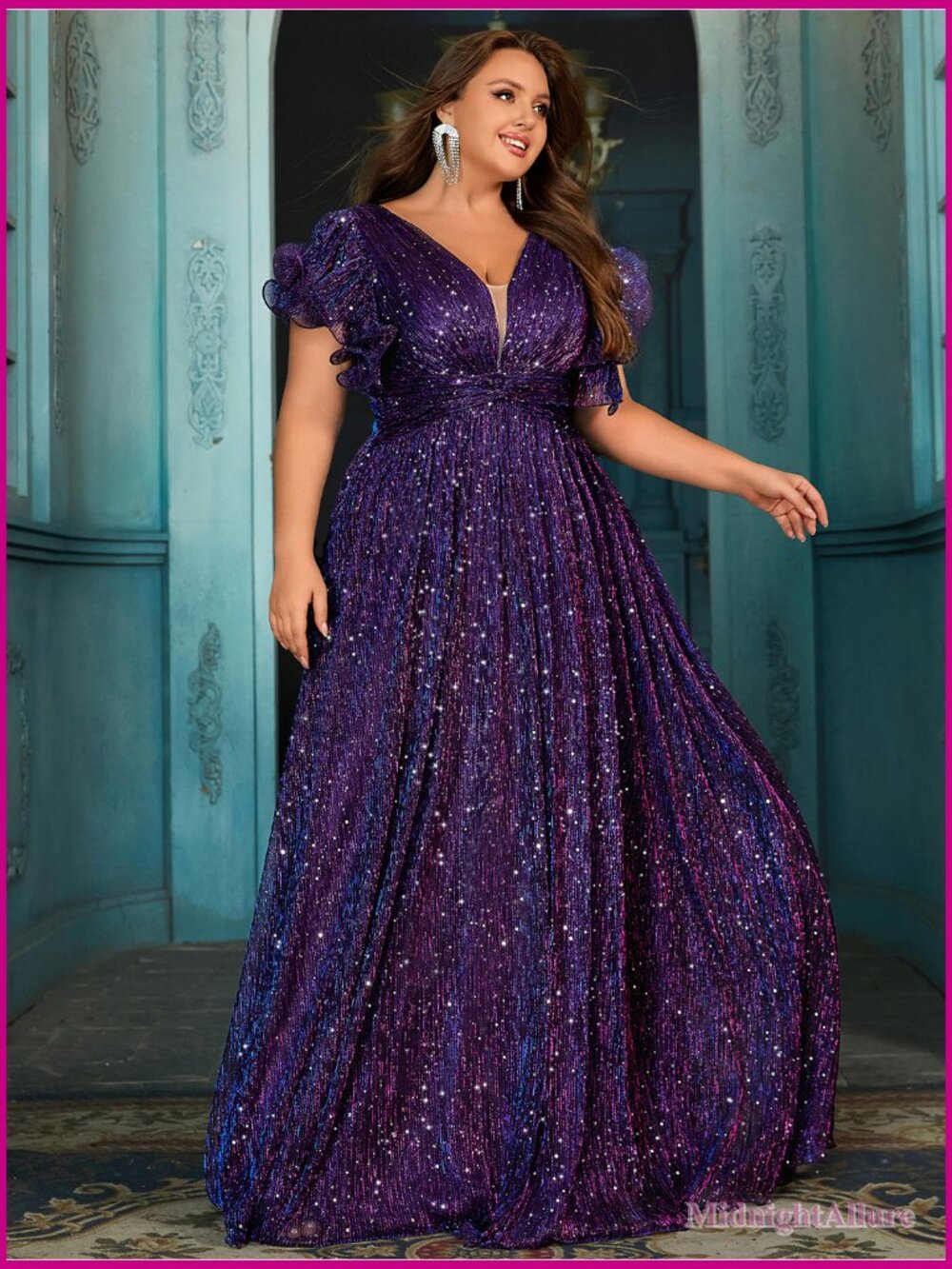 Plus Size A-Line Formal Evening Prom Dress Wedding Guest Maxi Gown - Picture 7 of 7